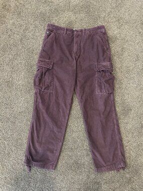 Vans Service Cargo Pants Men's 36 Maroon Corduroy